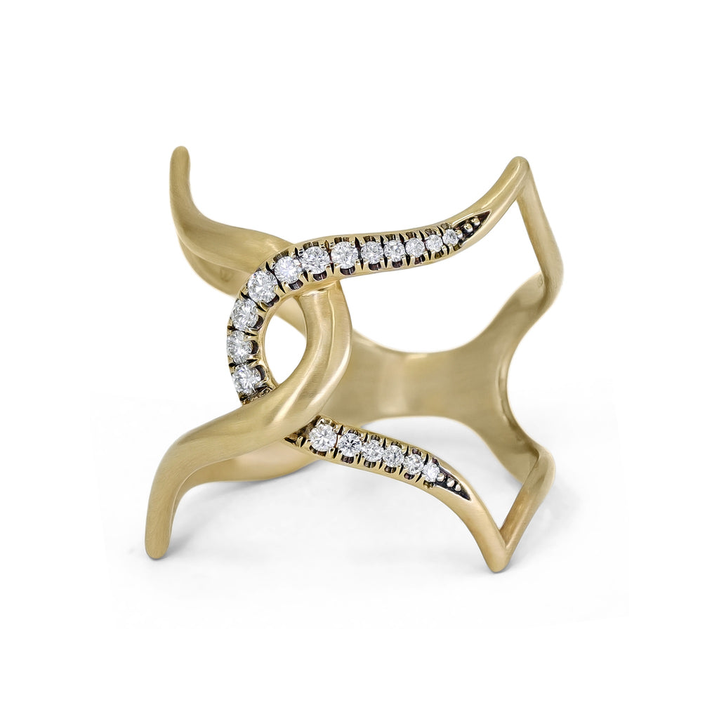 Anahita Double Ani Motif Diamond Gold Ring
