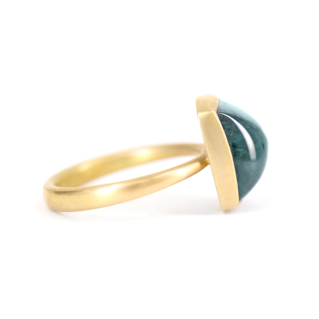 Lola Brooks Indicolite Green Blue Tourmaline Cushion Gold Ring