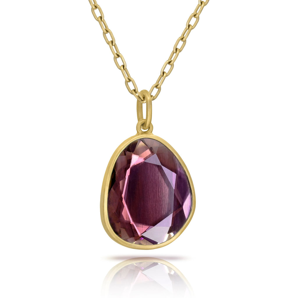 Lola Brooks Faceted Pink Garnet Gold Drop Necklace