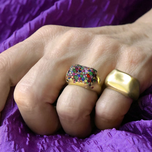 nada rebirth nada リング Nada Ghazal Multicolored Sapphire Bonbon Gold Rectangle Baby Malak Rin