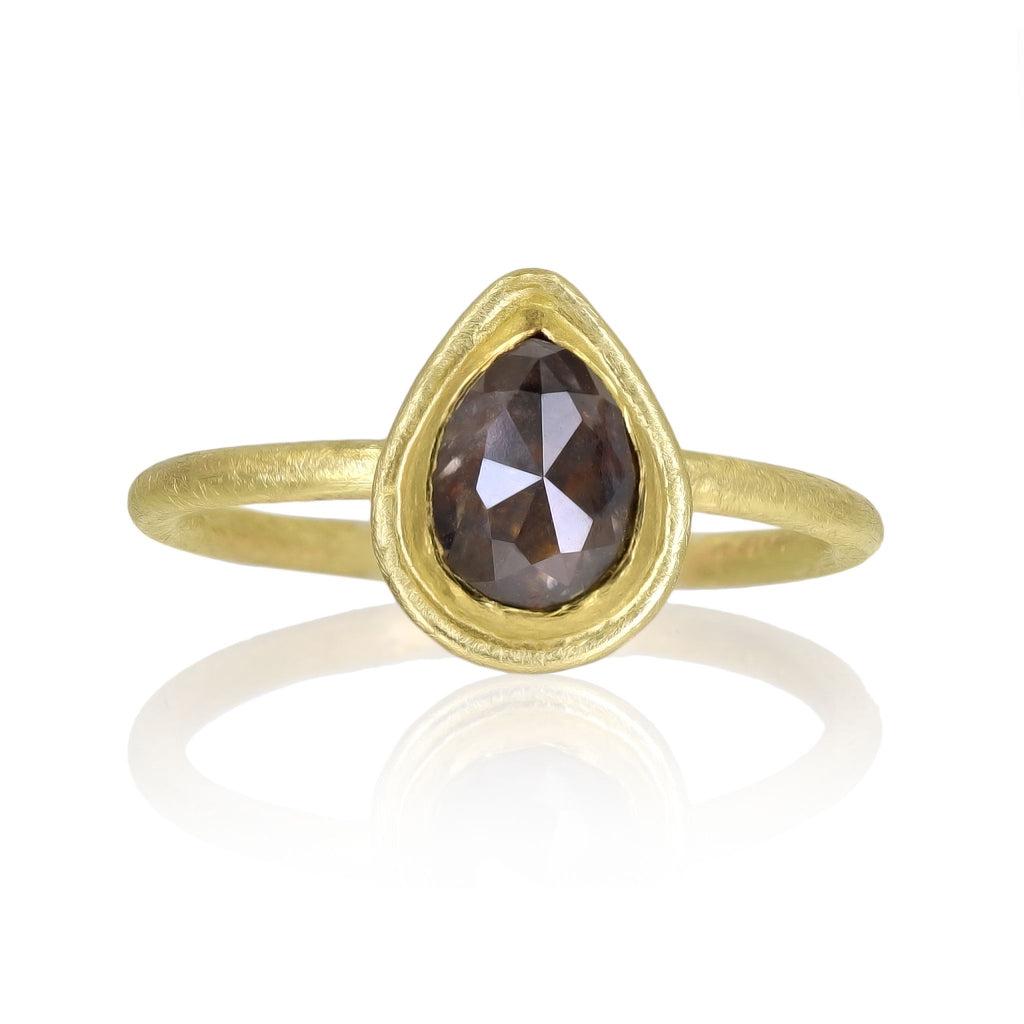 Petra Class Natural Diamond Rose Cut Gold Stacking Ring