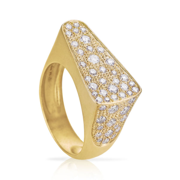 Yvonne Leon Grey Diamond Matte Gold Diva Ring