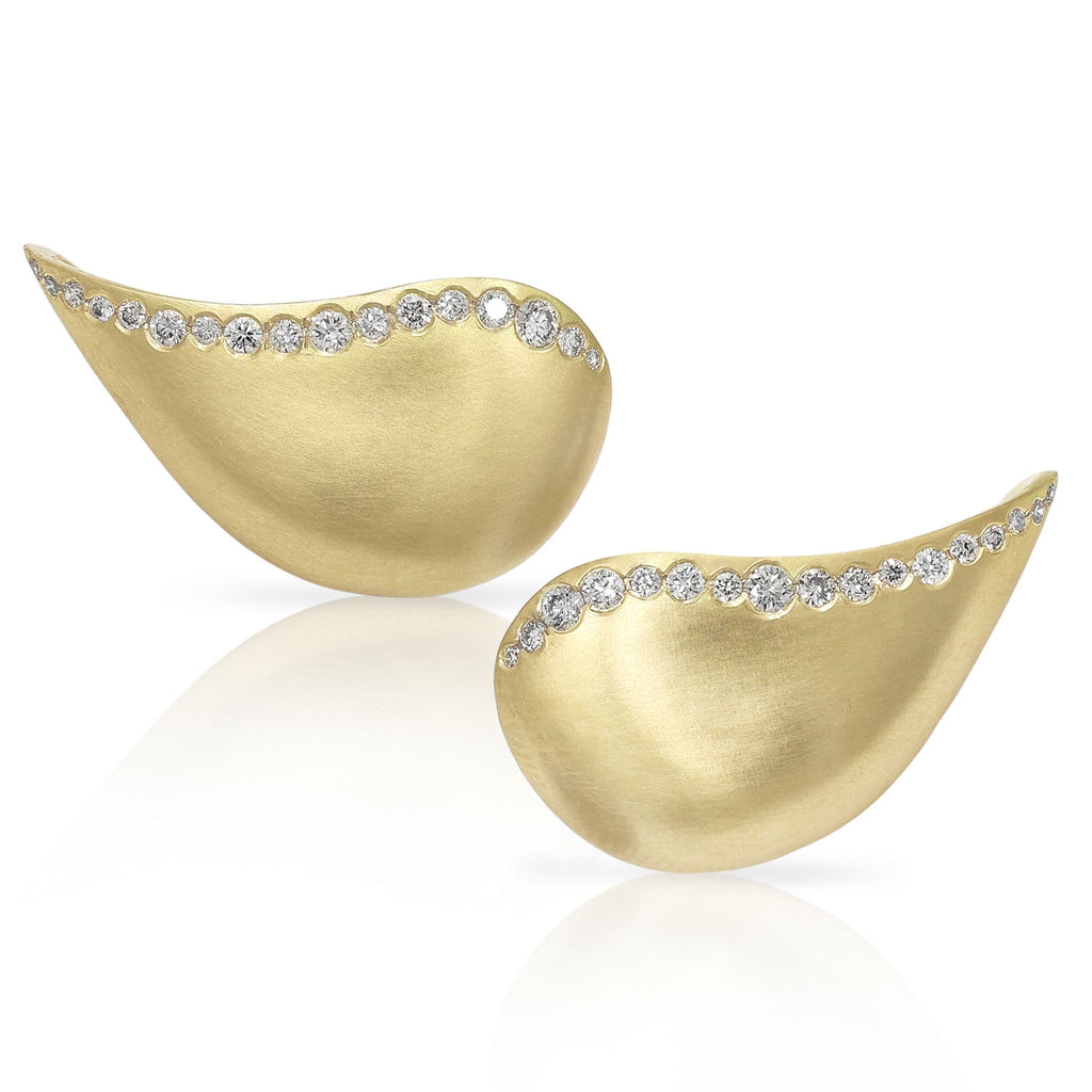 Nada Ghazal Champagne Diamond Gold Fuse Elegance Earlobe Earrings