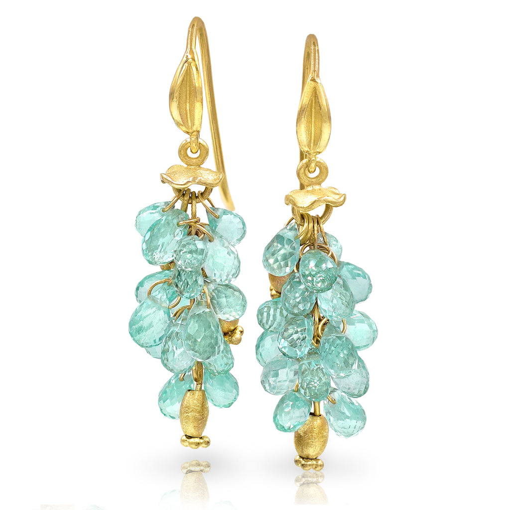 Barbara Heinrich Seafoam Emerald Faceted Briolette Gold Drop Earrings Barbara Heinrich