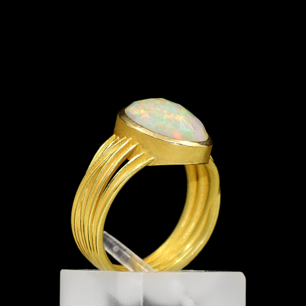 Barbara Heinrich Fiery Faceted Ethiopian Opal Multiwrap Gold Ring Barbara Heinrich