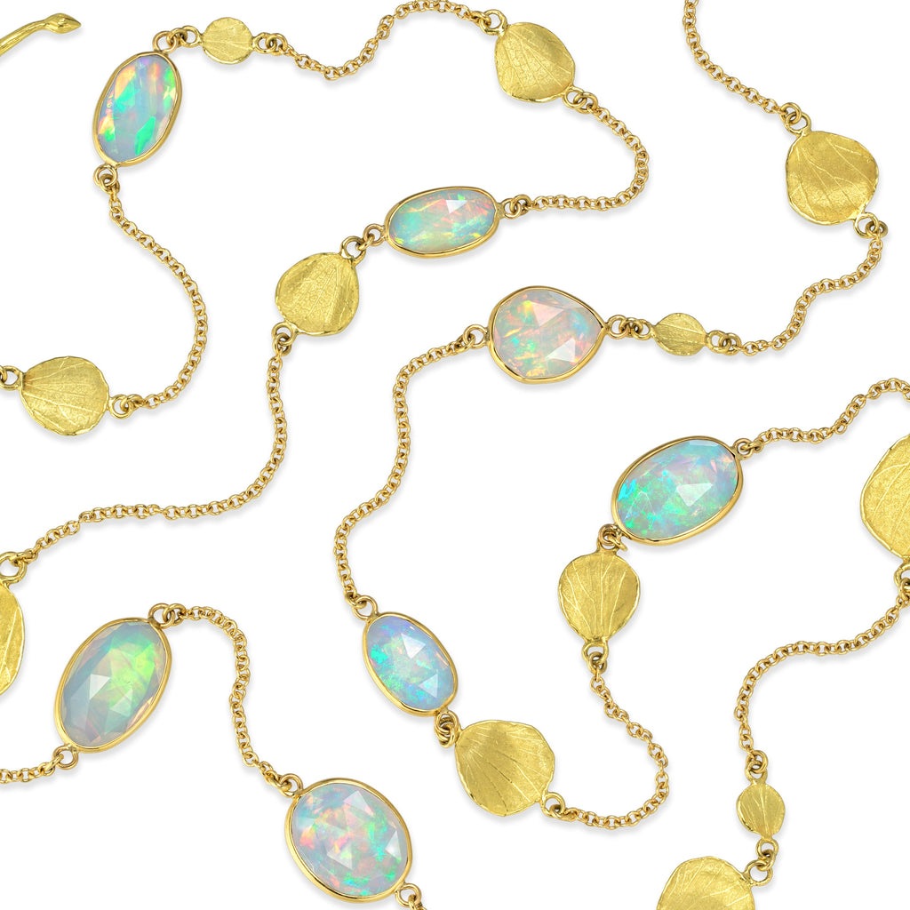 Barbara Heinrich One of a Kind Faceted Ethiopian Opal Gold Petals Necklace Barbara Heinrich
