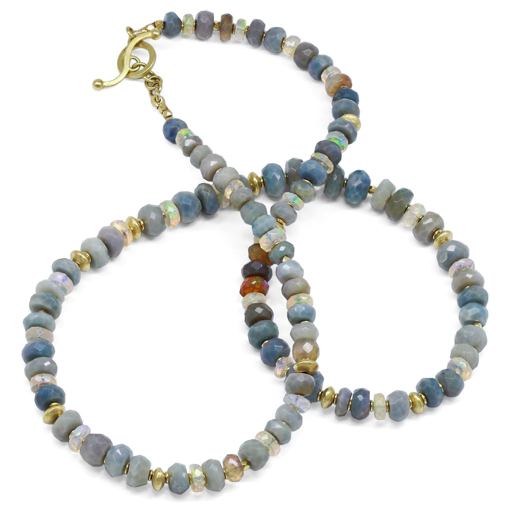Barbara Heinrich Faceted Australian and Ethiopian Opal Rondel Gold Necklace Barbara Heinrich