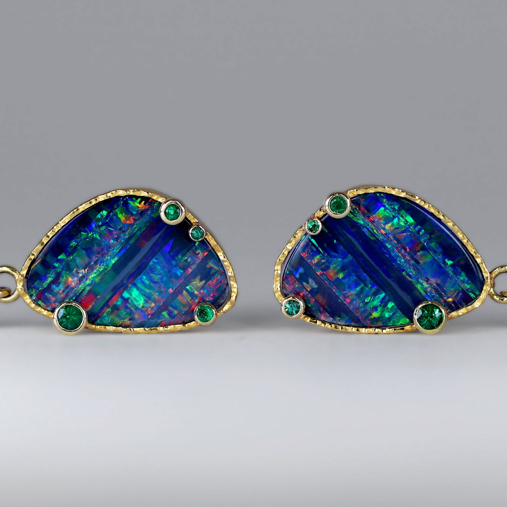 Barbara Heinrich One of a Kind Opal Doublet Emerald Dangle Drop Earrings Barbara Heinrich