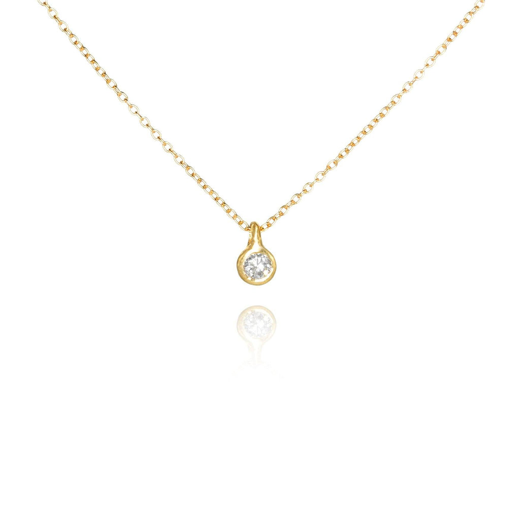 Branch White Diamond Solitaire Gold Necklace (Special Order) Branch Fine Jewelry