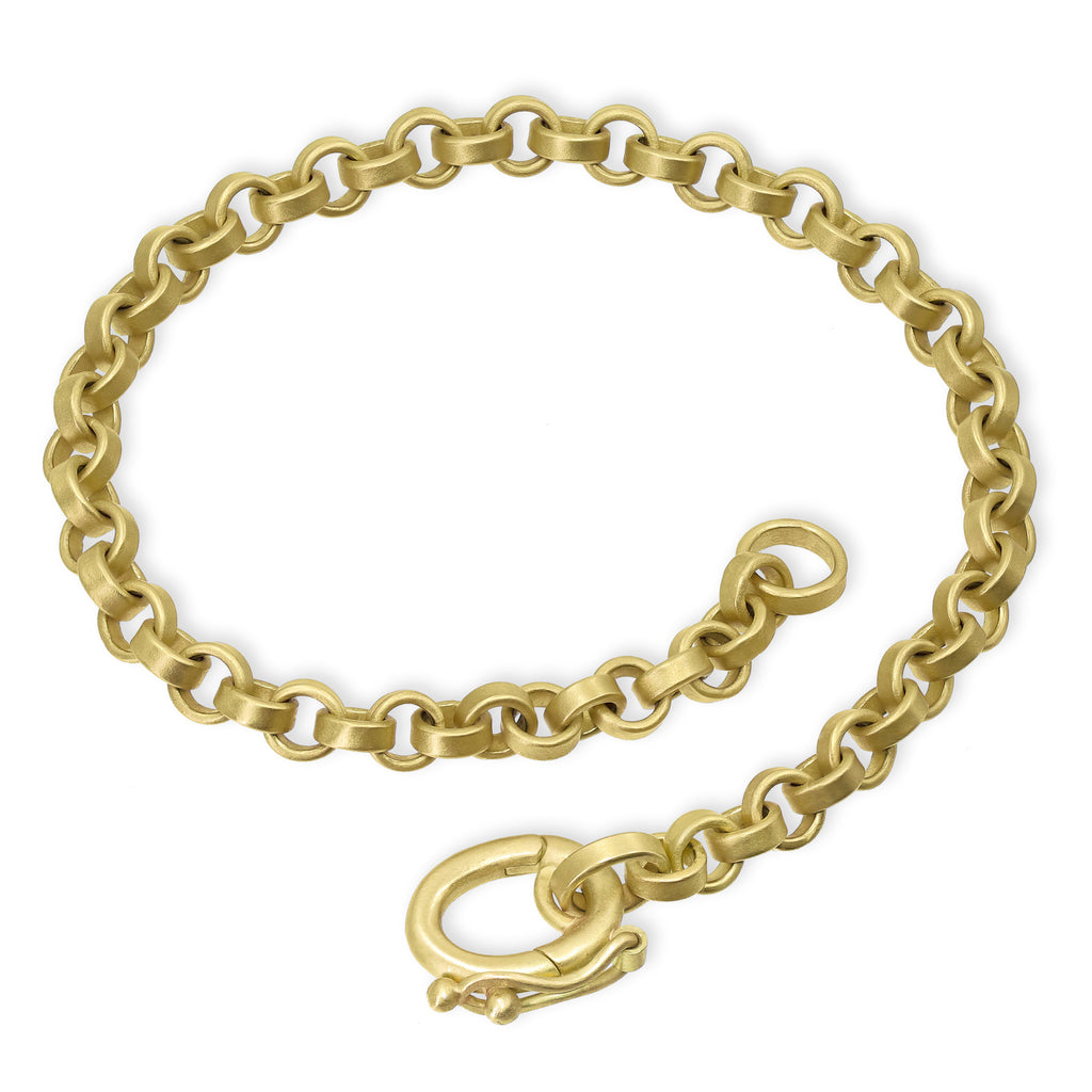 Denise Betesh Heavy 22k Gold Rolo Link Chain Ornamental Clasp Bracelet Denise Betesh