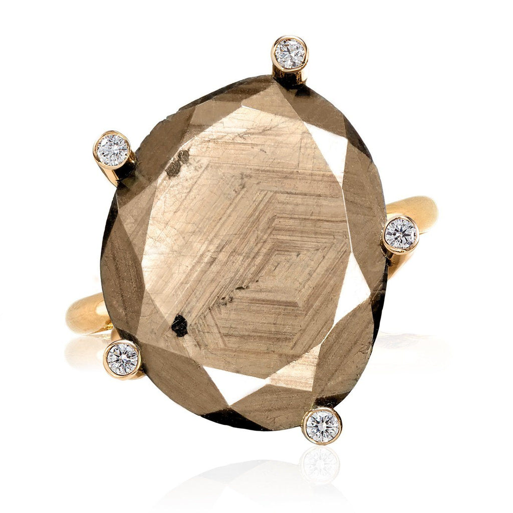 Erich Zimmermann Natural Reflective Brown Sapphire Diamond Gold Ring Erich Zimmermann