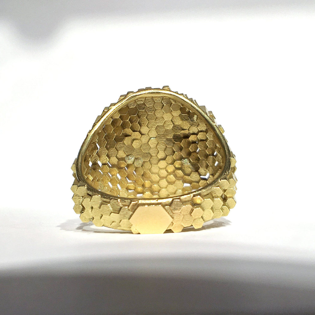 Jo Hayes Ward Diamond Hex Dome Structures Reflective Gold Ring Jo Hayes Ward