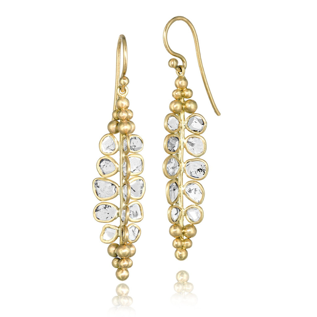 Kothari Polki Diamond Gold Handmade Drop Earrings Kothari