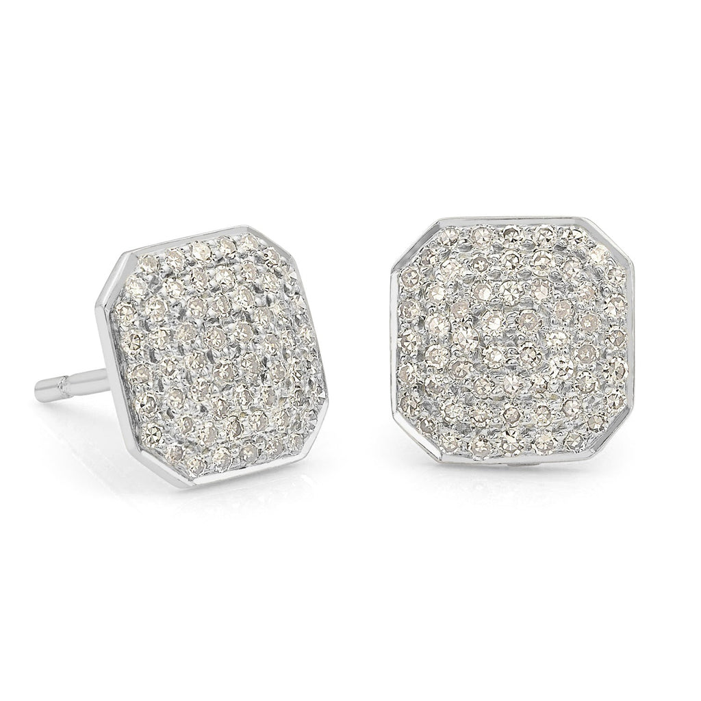 Liza Beth Square Diamond White Gold Stud Earrings (8mm) Liza Beth Jewelry
