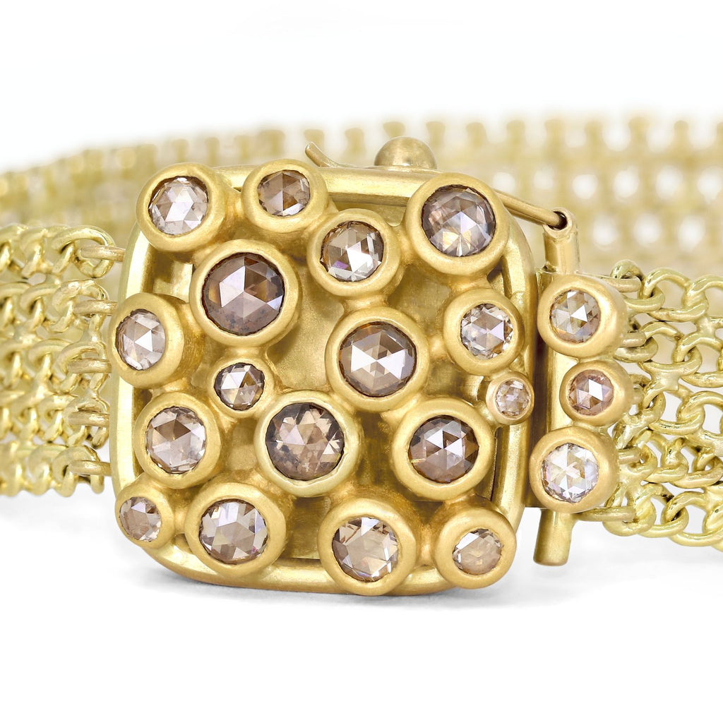 Lola Brooks Rose-Cut Diamond 22K Yellow Gold Chainmaille Disco Bracelet