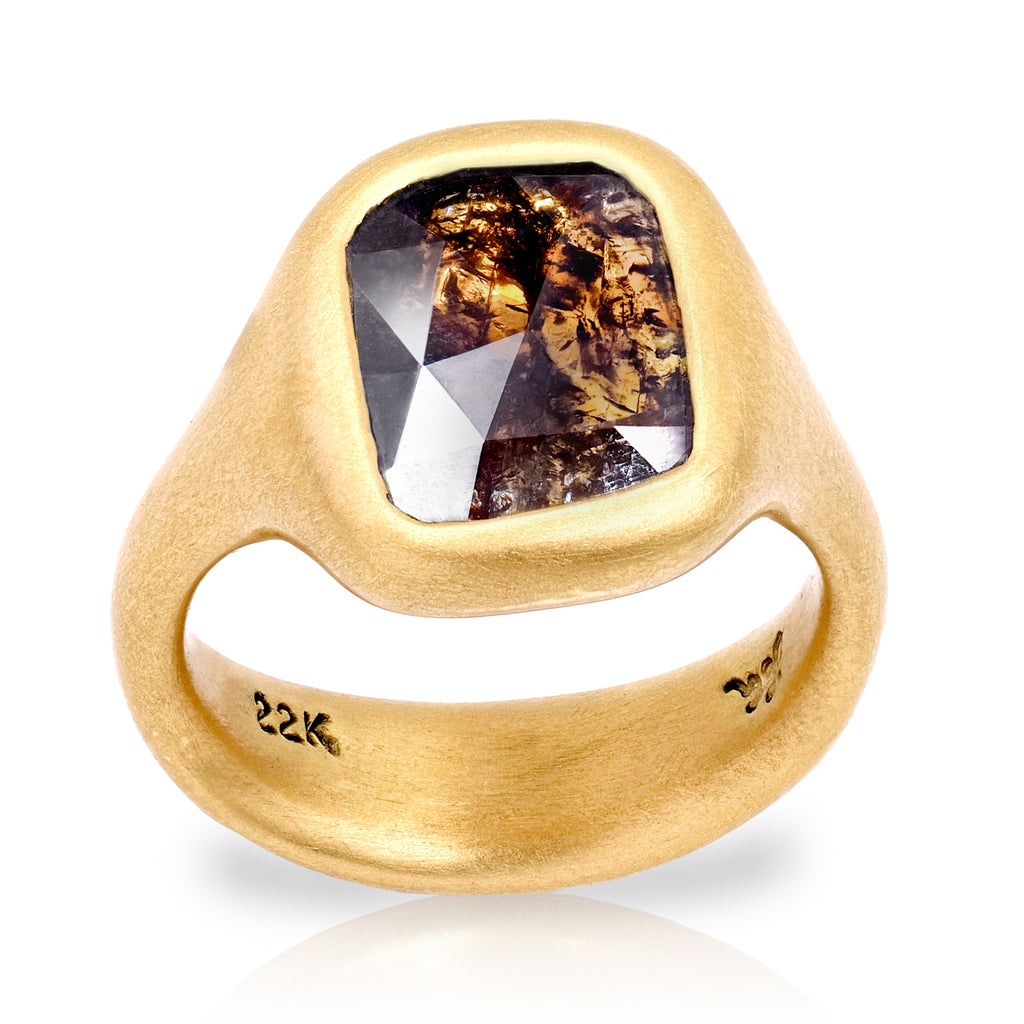 Lola Brooks 2.67 Carat Deep Tangerine Brown Diamond Shard Yellow Gold Ring Lola Brooks