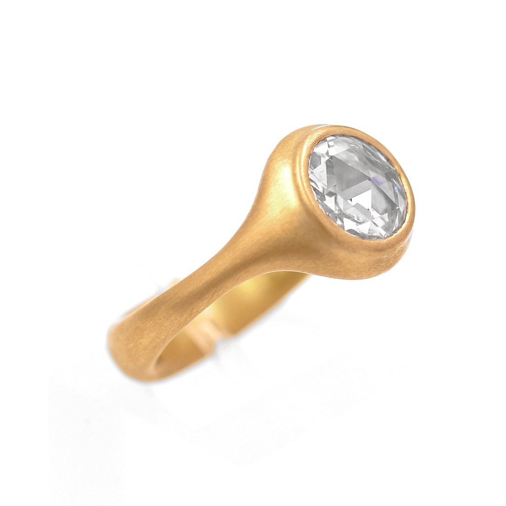 Lola Brooks 1.51 Ct Round Rose-Cut White Diamond Yellow Gold Ring Lola Brooks