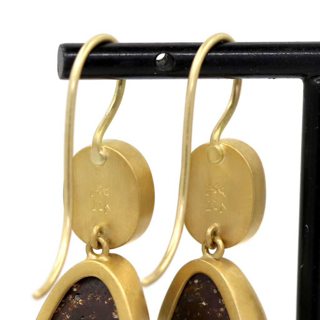 Lola Brooks Paraiba Tourmaline Boulder Opal 22k Yellow Gold Drop Earrings