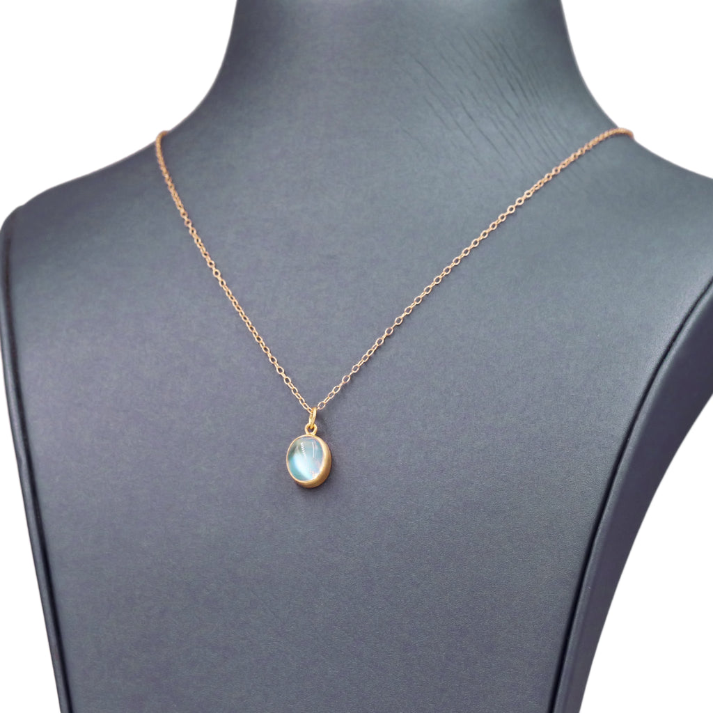 Monica Marcella Rainbow Moonstone Oval One of a Kind Drop Necklace Monica Marcella
