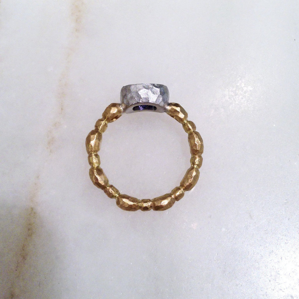 Pamela Froman Cushion-Cut Tanzanite Diamond Muilticolored Gold Ring Pamela Froman