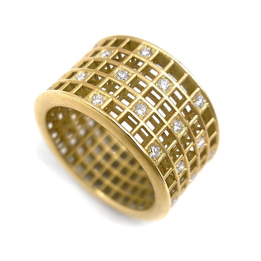 Roule and Co. White Diamond Gold Five-Row Open Pixel Dust Band Ring Roule and Co.