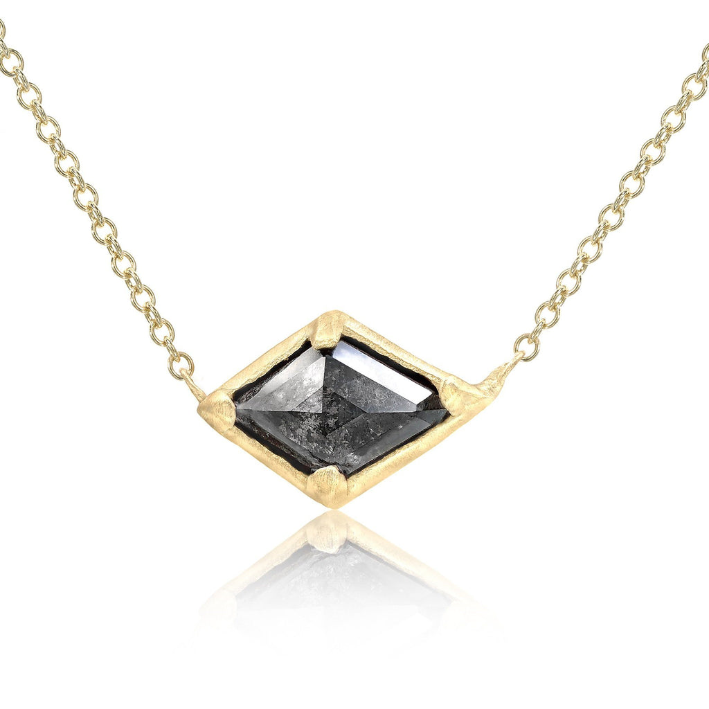 Rebecca Overmann Natural Black Diamond Gold Horizontal Kite Necklace Rebecca Overmann