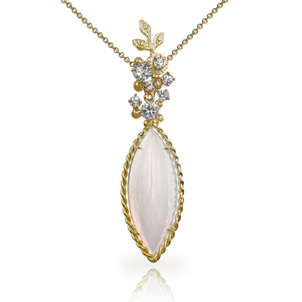 Russell Trusso Glowing Marquise Agate Chalcedony White Sapphire Gold N