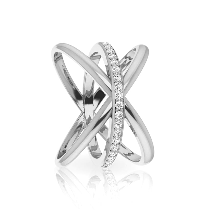 Yellow, Rose, or White Gold + Diamond Intertwine Ring Szor Collections