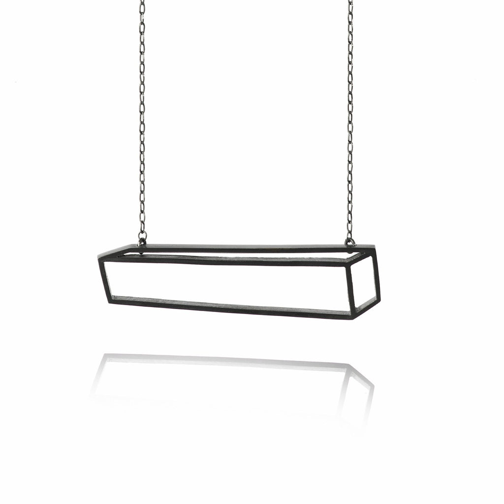 Shimell & Madden Oxidized Silver Horizontal Bar Necklace Shimell and Madden