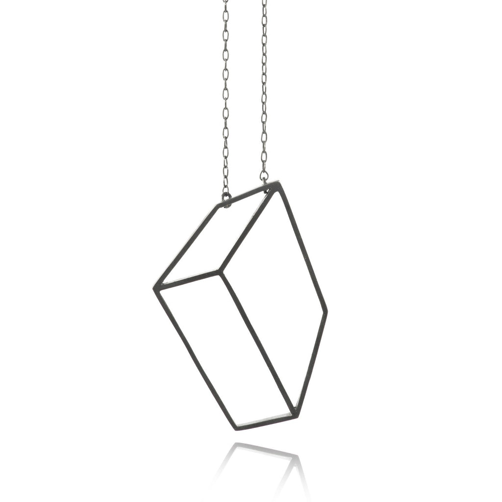 Shimell & Madden Oxidized Silver Flat Cube Necklace Shimell and Madden