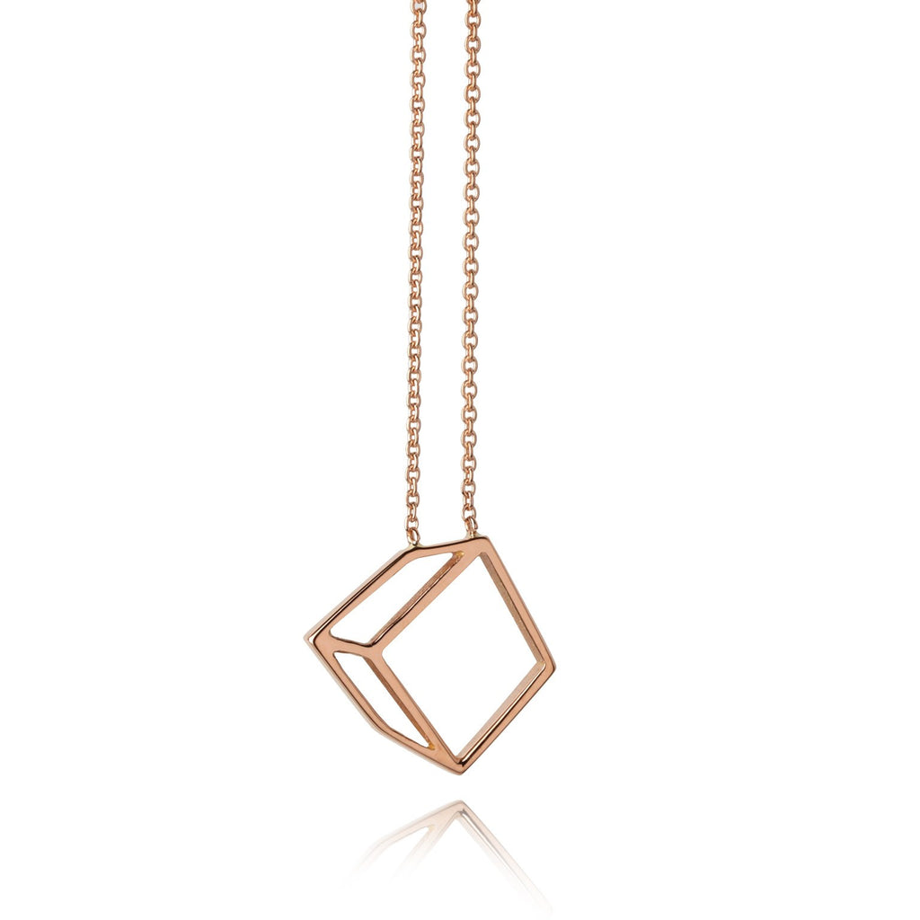 Shimell & Madden 18k Rose Gold Small Cube Necklace Shimell and Madden