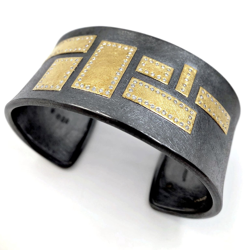 Todd Reed Limited Edition Diamond Gold Windows Silver Cuff Bracelet Todd Reed