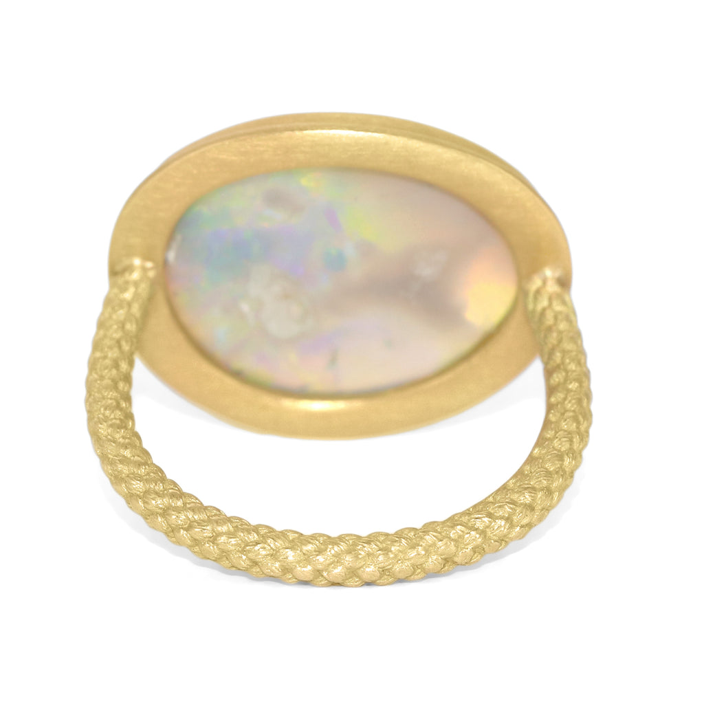 Talkative Lightning Ridge Crystal Opal Gold One of a Kind Ring Talkative
