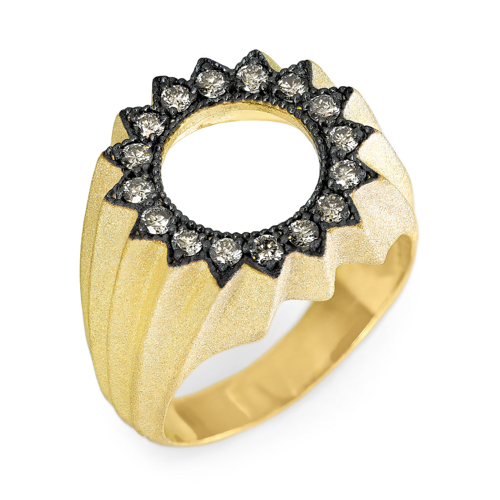 Nada Ghazal Champagne Diamond Gold Open Power of Light Lotus Ring