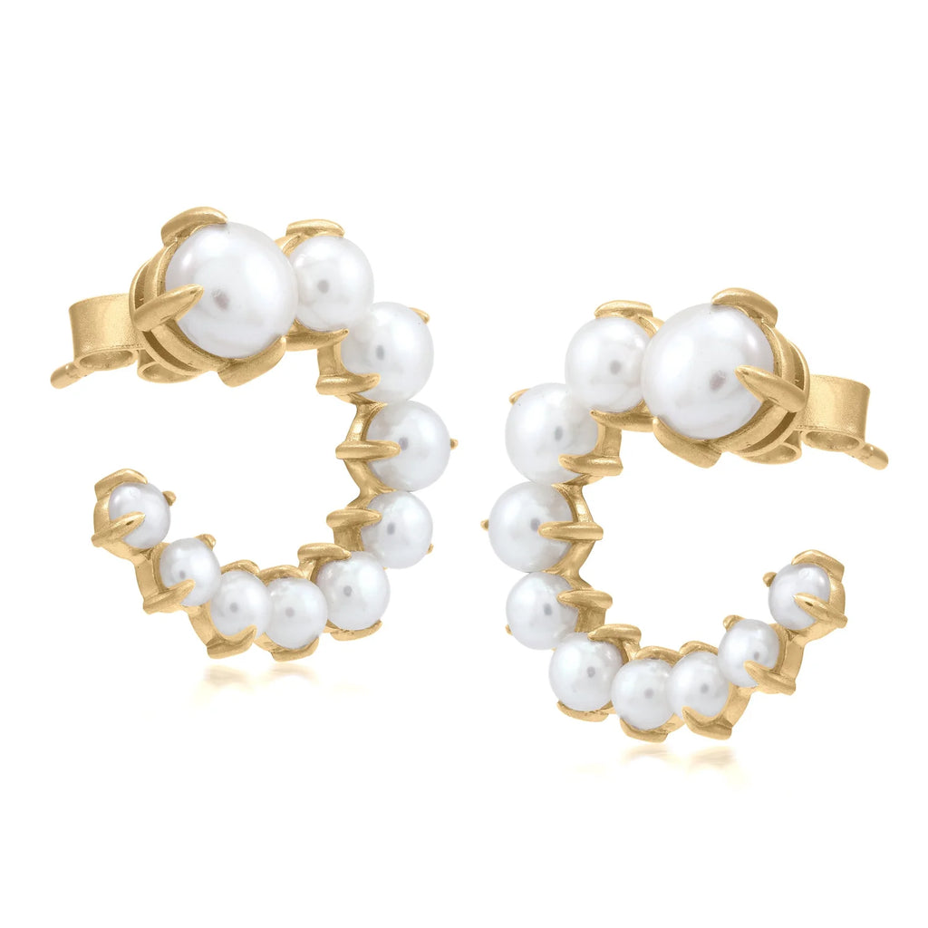 Liza Beth Pearl Gold Bypass Hoop Earrings
