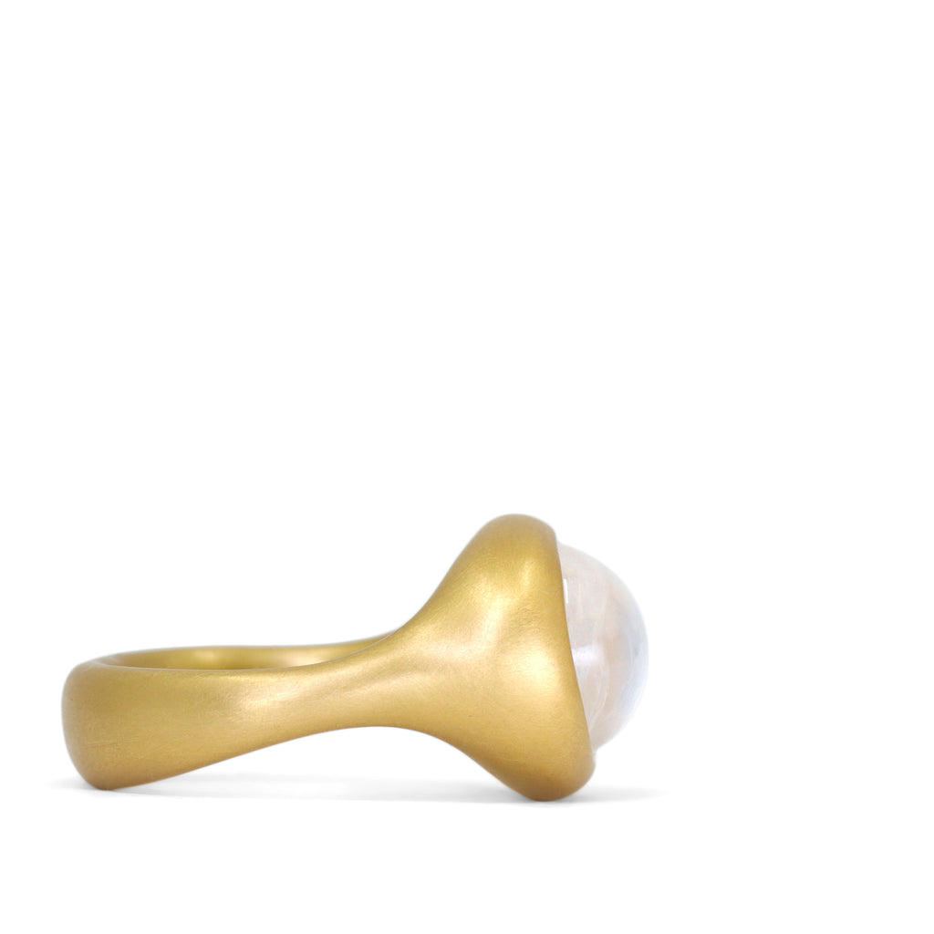 Lola Brooks Oval Blue Moonstone Gold Cast Ring