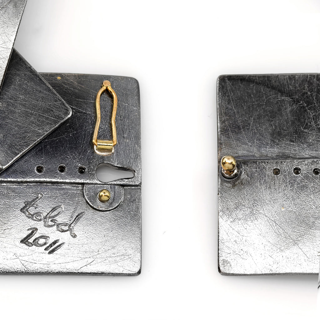 Atelier Zobel Alternating Diamond Yellow Gold Oxidized Silver Link Necklace