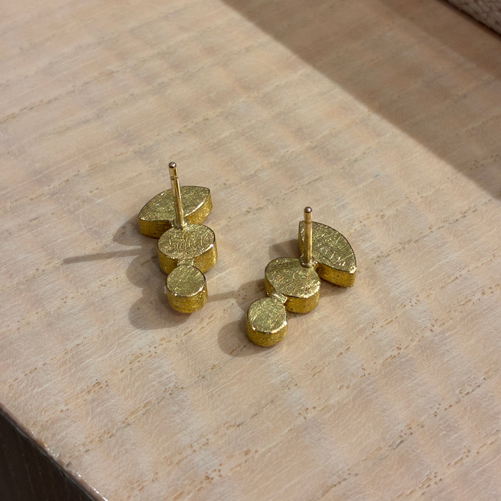 Petra Class Faceted Mexican Fire Opal Gold Climber Earrings