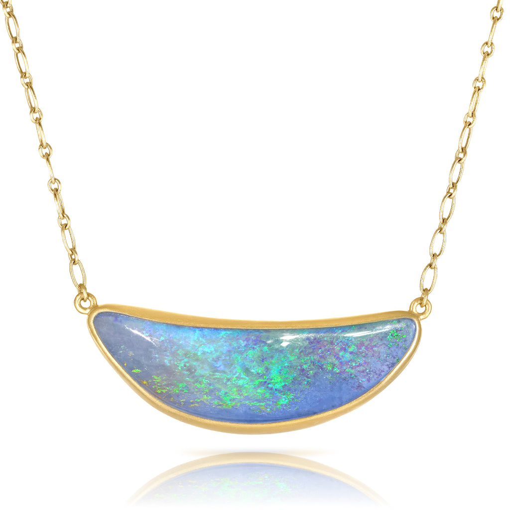 Lola Brooks 20 Carat Boulder Opal Gold Crescent Necklace