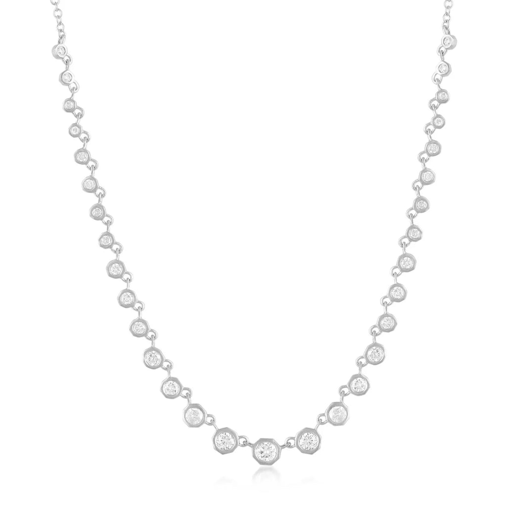 Liza Beth Graduated Diamond Octagon Sterling Silver Necklace