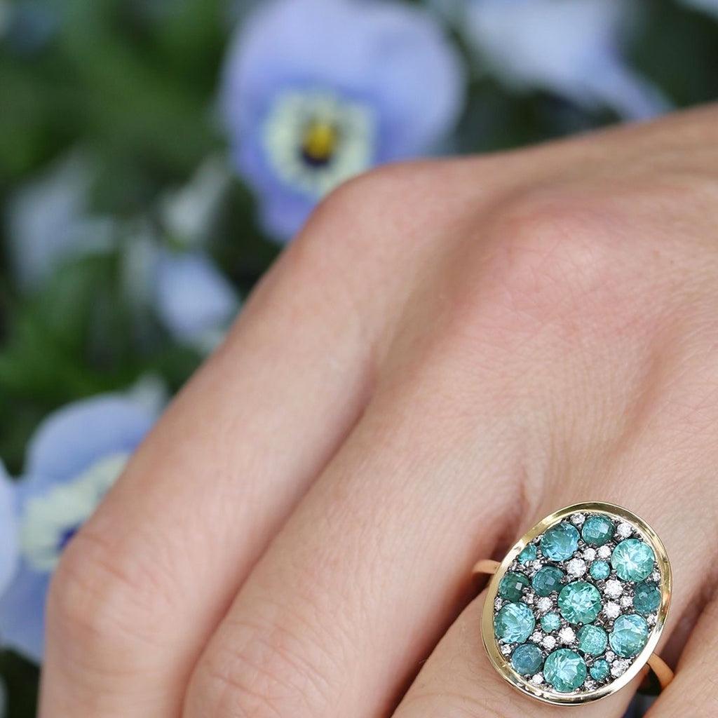 Joke Quick Paraiba Tourmaline White Diamond Gold Starstruck Ring