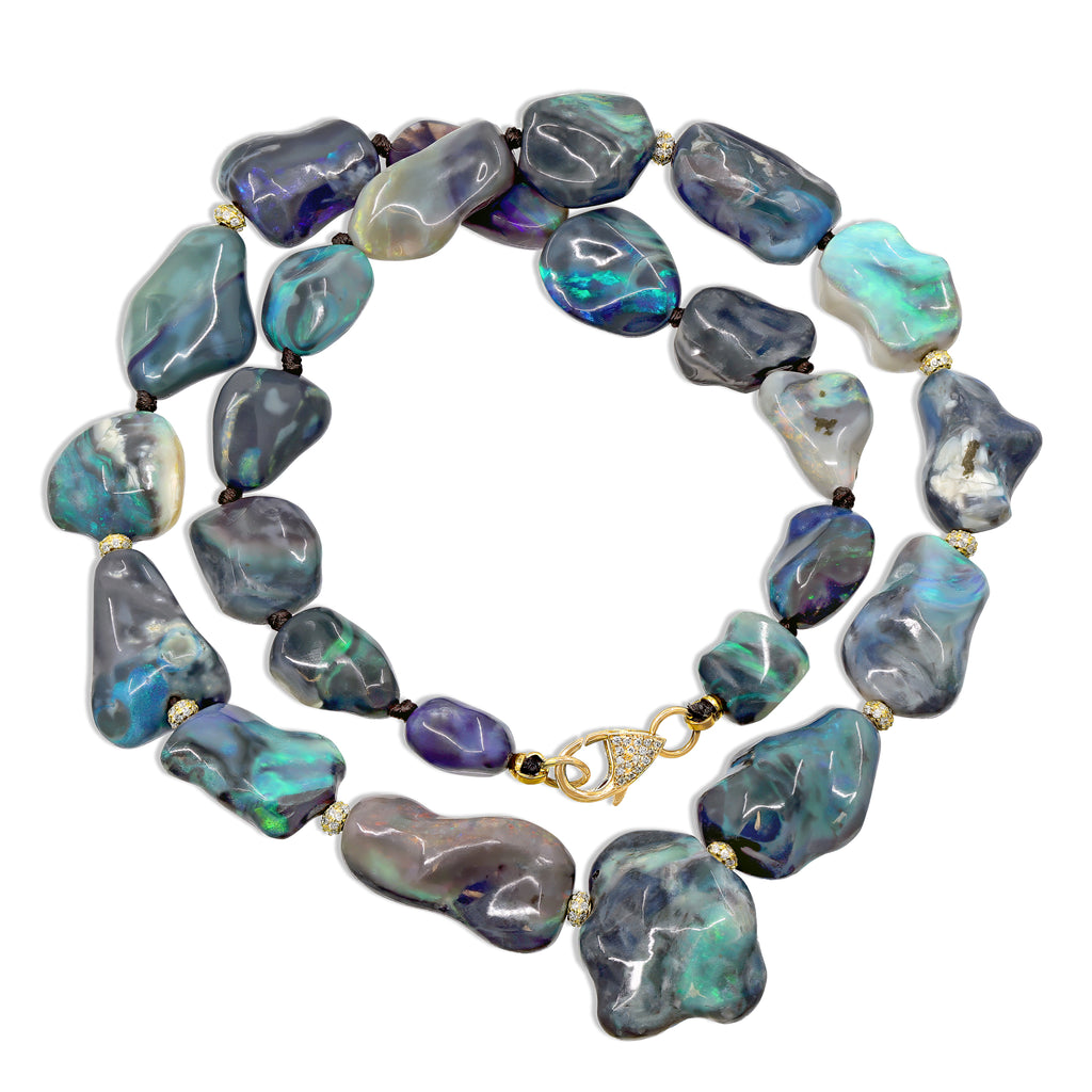 Just Jules Boulder Opal Diamond Gold One-of-a-Kind Necklace