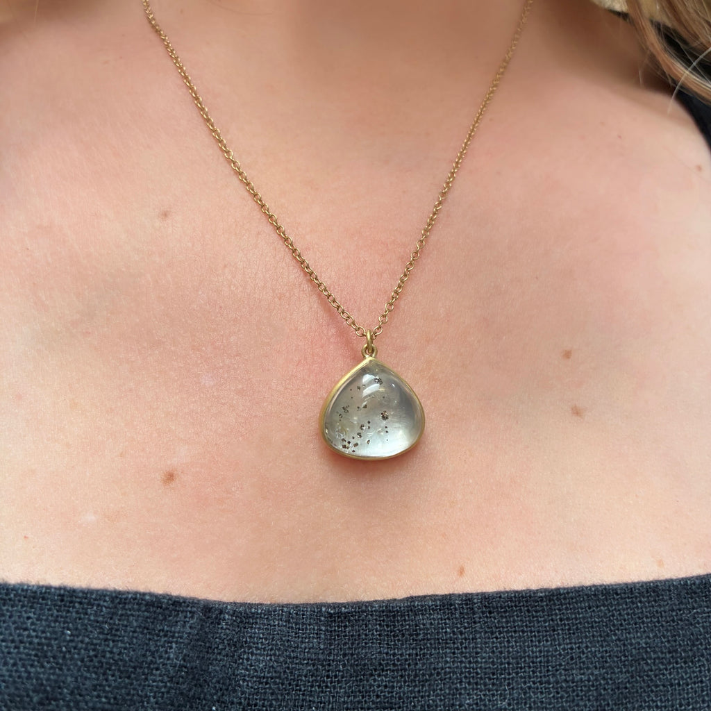 Lola Brooks Pyrite in Quartz Gold Teardrop Necklace
