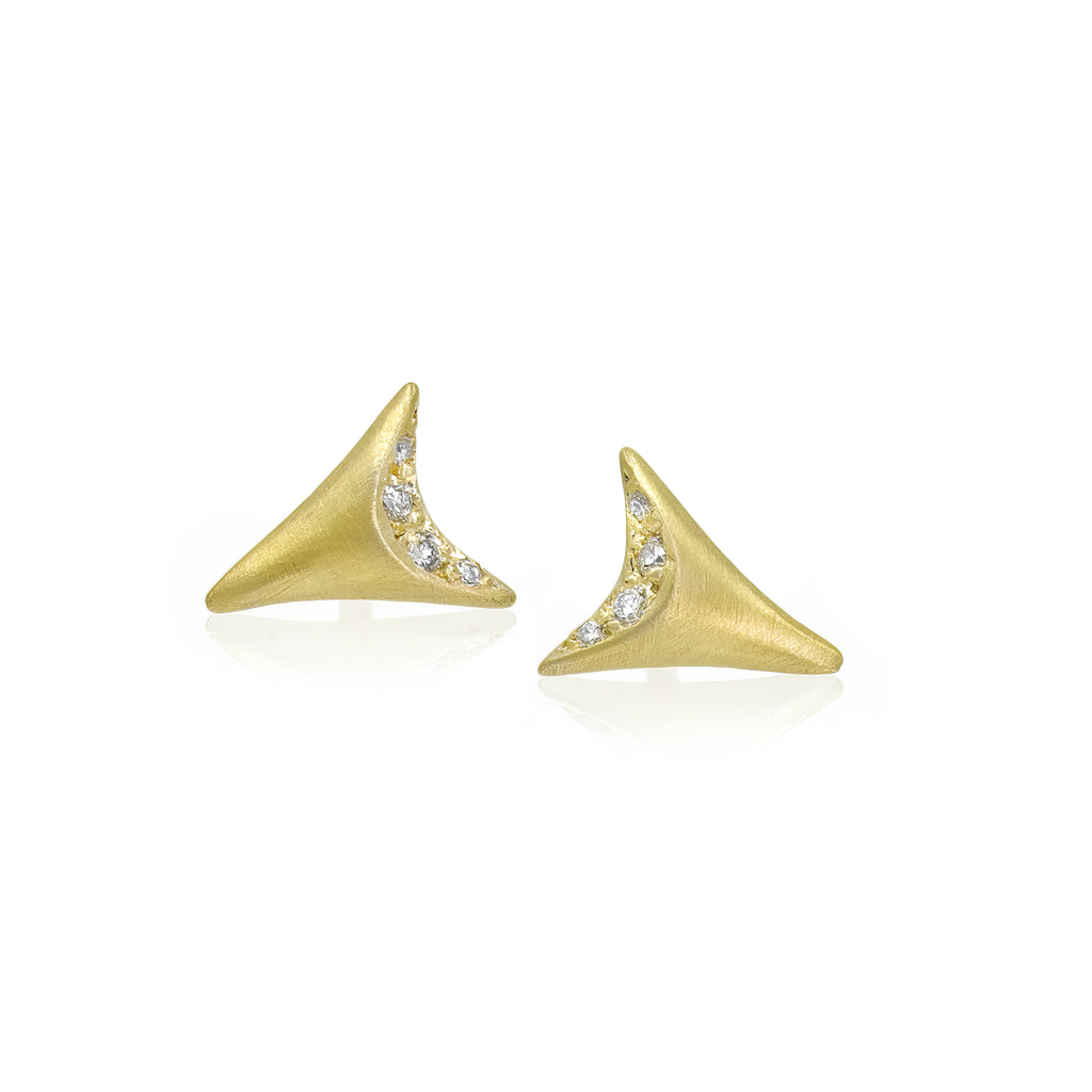 Branch Diamond Gold Mini Dagger Stud Earrings