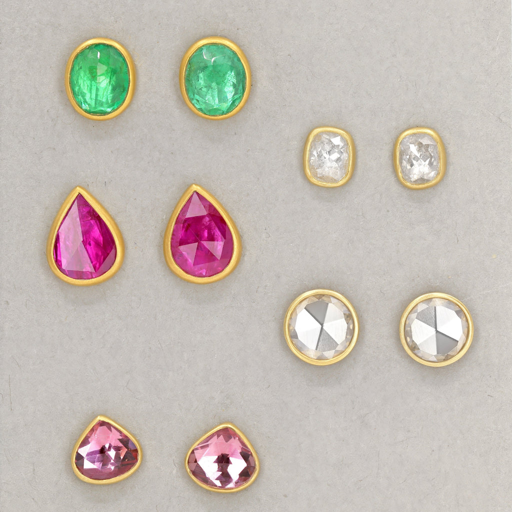 Lola Brooks Faceted Light Pink Tourmaline Teardrop Gold Stud Earrings