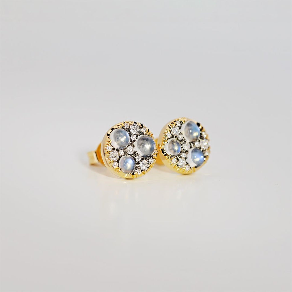 Joke Quick Moonstone White Diamond Starstruck Stud Earrings