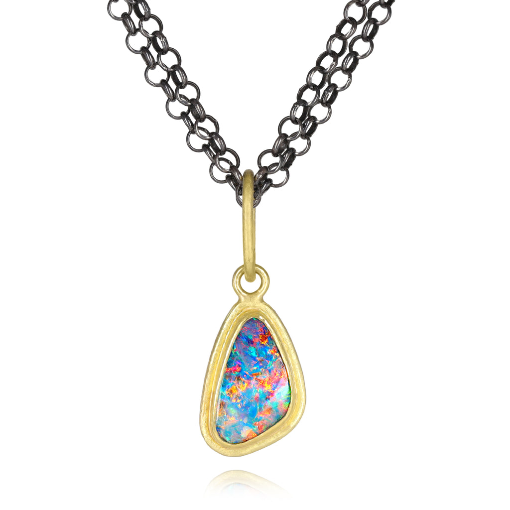 Petra Class Freeform Australian Opal Doublet Gold Pendant Necklace