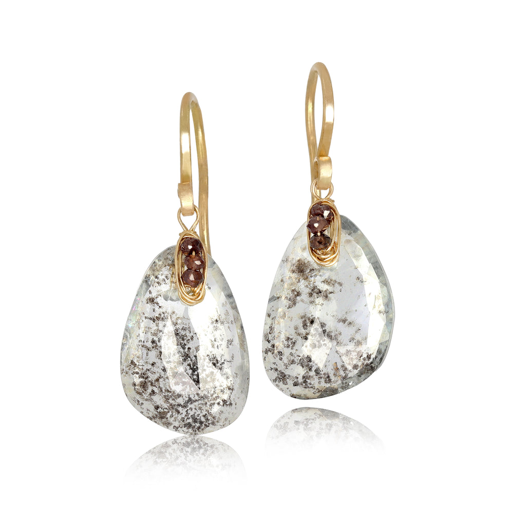 Dana Kellin Moss Aqua Diamond Gold Drop Earrings