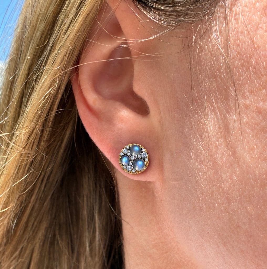Joke Quick Moonstone White Diamond Starstruck Stud Earrings