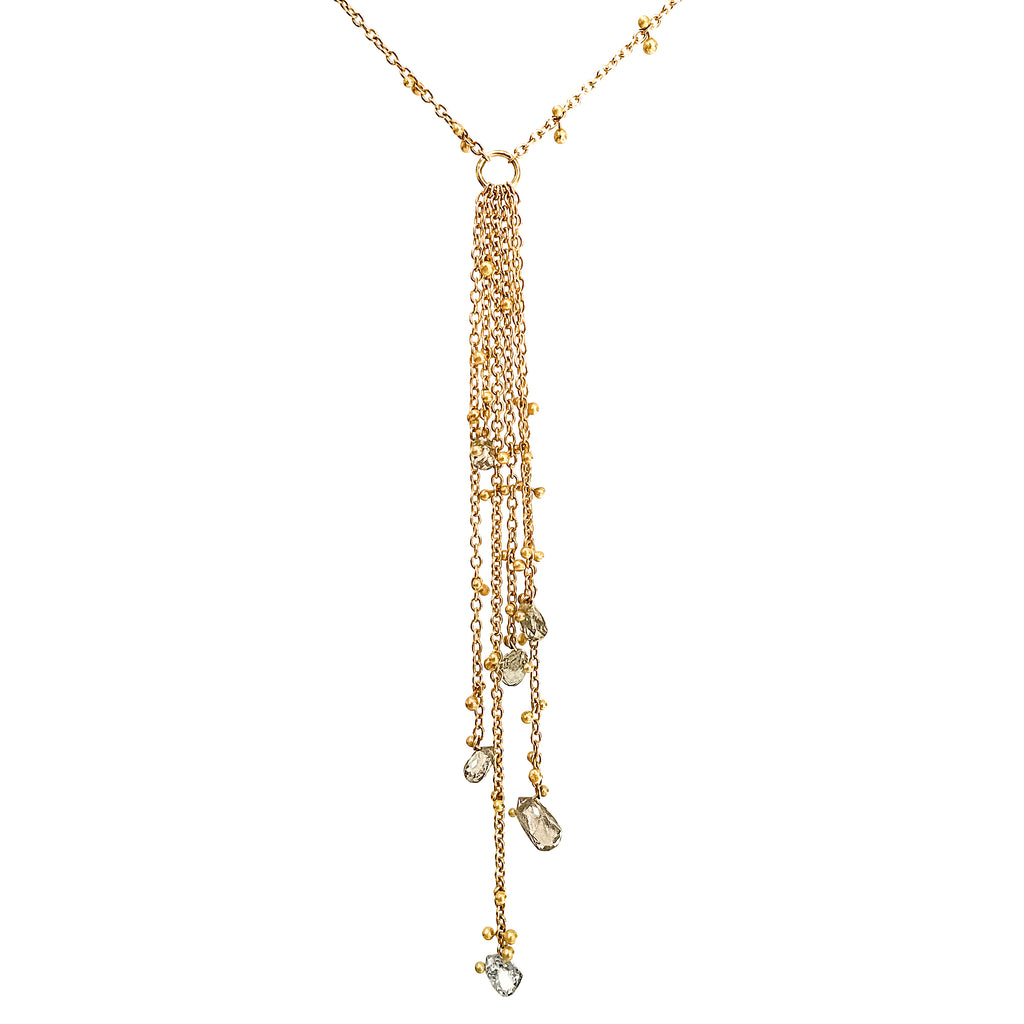 Rebecca Overmann Diamond Briolette Gold Dangle Necklace